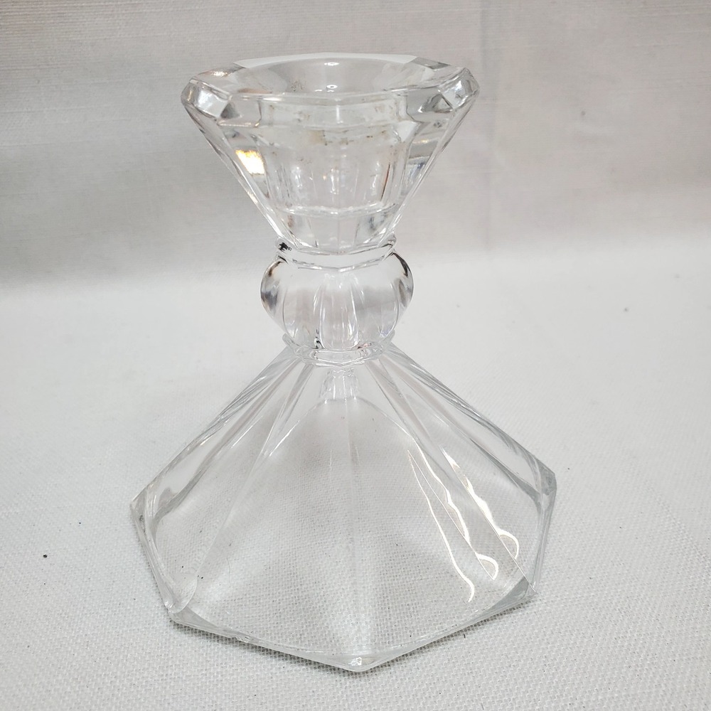 Crystal Glass Candlestick Candle Holder ♡ 4" Tall‎ ♡ 5" Wide ♡ STUNNING
